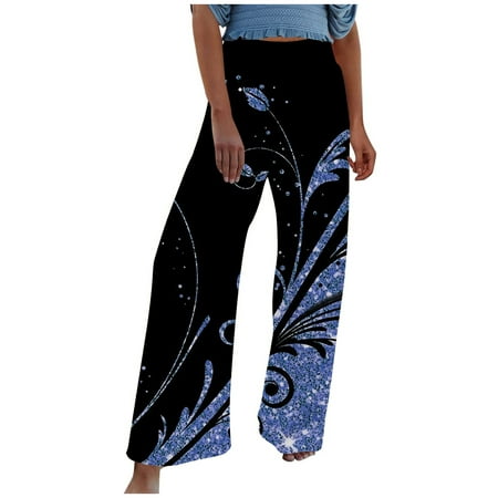 

Women s Wide Leg Palazzo Lounge Pants with Pockets Nice Pattern Print Light Weight Loose Comfy Casual Pajama Pants Hawaii Beach Lounge Trousers