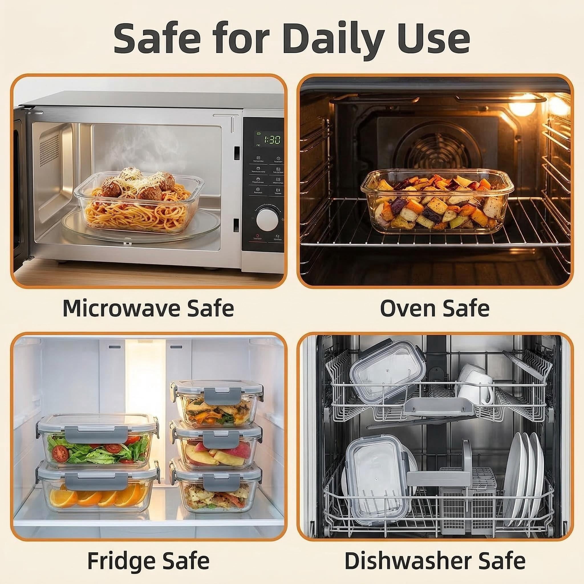 20 Pcs Glass  Meal Prep Containers with Lids, Food Storage Containers with Snap Locking Lids, Airtight Lunch Containers, Microwave, Oven, Freezer and Dishwasher