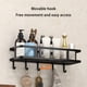 thumbnail image 5 of Cesta de pared de metal negro - Organizador de almacenamiento de malla de hierro de 30x12x5,5cm para baño de cocina, 5 of 7