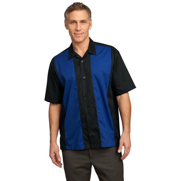 S300 Men's Retro Camp Shirt Black/Royal Medium