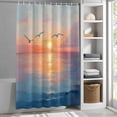 thumbnail image 5 of Sea ​​Bird Sunset Ocean Shower Curtain for Bathroom, Watercolor Oil Painting Art Waterproof Shower Curtains Washable Quick Dry with Hooks Bathtub Curtains 36x72IN, 5 of 9