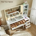 thumbnail image 4 of 【36 Inch Large Size Mirror & Adjustable light】 vanity desk with mirror and lights offers a super large 36“ size mirror, which can ensure a true and accurate reflection, eliminating distortions that c, 4 of 7