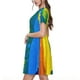 thumbnail image 2 of Fotbe Rainbow Colored Vestido Largo de Moda para Mujer, Vestido Tipo Camiseta con Manga Corta y Estilo Casual a Rayas y Bloques de Color, 2 of 6