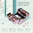 thumbnail image 2 of Estuche de tren de maquillaje Joligrace Professional de aluminio rosa, 2 of 7