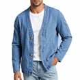 thumbnail image 5 of Admvng Men's Denim Cardigan Jacket Long Sleeve Open Front Casual Jean Outerwear Lightweight Layering Shacket, 5 of 8