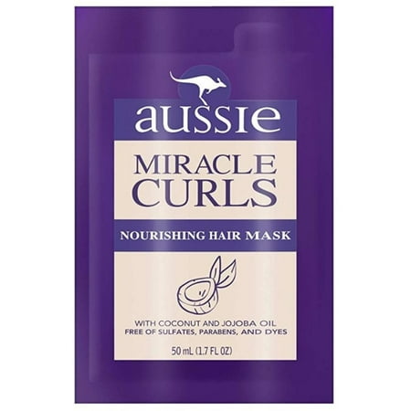 2 Pack - Aussie Miracle Curls Nourishing Hair Mask With Coconut Jojoba Oil, 1.7 (Best Coconut Oil Hair Mask)