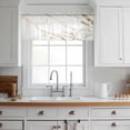 thumbnail image 3 of White Gold Abstract Valance Curtains for Kitchen/Living Room/Bathroom/Bedroom Window, Rod Pocket Small Topper Half Short Window Curtains Voile Sheer Scarf, Modern Marble Geometric 60"x18", 3 of 8