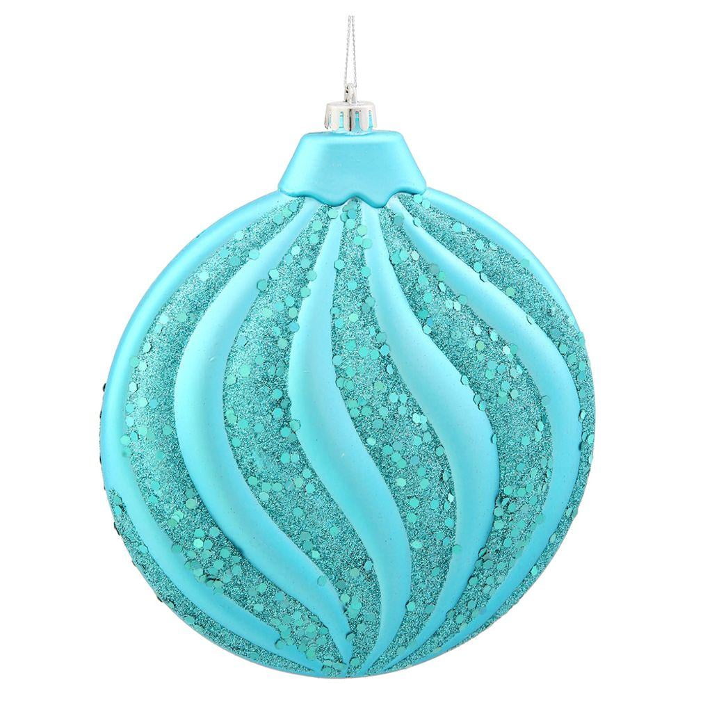 Vickerman 33384 6" Teal Matte Glitter Flat Ball Christmas Tree
