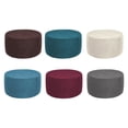 thumbnail image 3 of kurtrusly Plush Stylish And Practical Round Ottoman Cover In Velvet Fabric For Full Protection Applicable Size peacock blue, 3 of 6