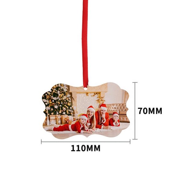 Adorno de sublimación navideño de aluminio en blanco