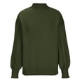 thumbnail image 4 of Womens Knitted Mock Neck Sweater Lantern Long Sleeve Plain Pullover Tops for Fall Winter Casual Clothes Loose Fit (Large, Army Green), 4 of 6