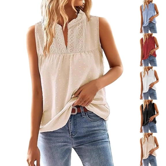 Endives Women's Tank Top Solid Color Sleeveless Loose Tank Top Pullover Top Summer White