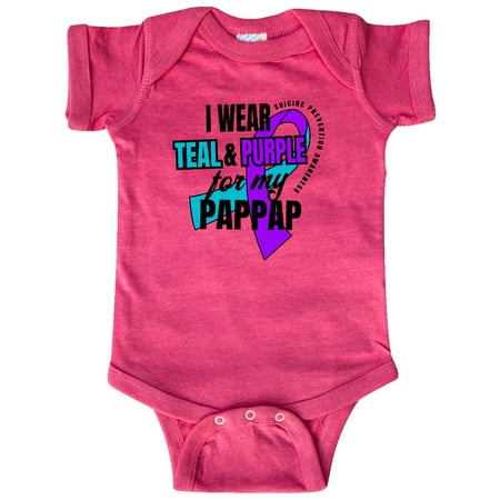

Inktastic Suicide Prevention I Wear Teal and Purple for My Pappap Gift Baby Boy or Baby Girl Bodysuit