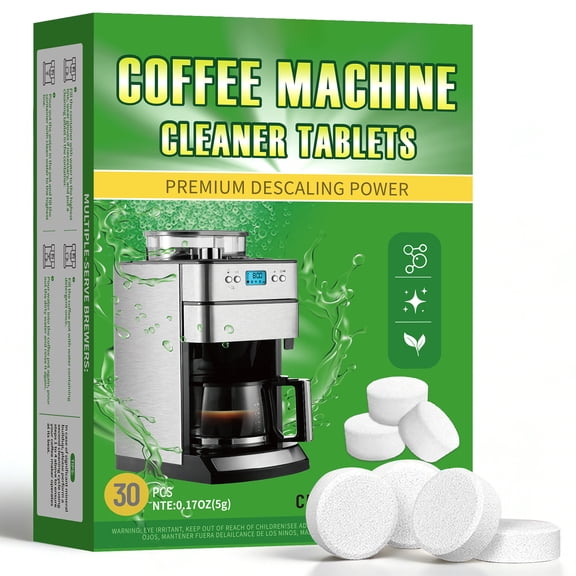 Coffee Machine Cleaner and Descaler - 30 Count Tablets , Compatible with All Coffee Maker Pot Descaling & Cleaning Tabs, Descale Drip Coffe And Espresso Machines