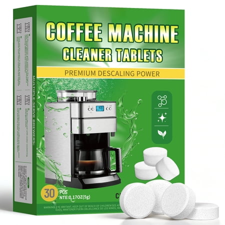 Coffee Machine Cleaner and Descaler - 30 Count Tablets , Compatible with All Coffee Maker Pot Descaling & Cleaning Tabs, Descale Drip Coffe And Espresso Machines