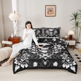 thumbnail image 4 of jejeloiu Rustic Flowers Queen Comforter Set,Gothic Skeleton Bedding Sets,Whiteblack Bedding Comforter Set For Boys Kids,Ultra Soft Home Decor Reversible,3 Pieces, 4 of 8