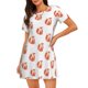 thumbnail image 1 of Fotbe Orange Fox Bata de Dormir para Mujer con Estampado, Camisón de Algodón de Manga Corta, Ropa de Dormir Casual, 1 of 6