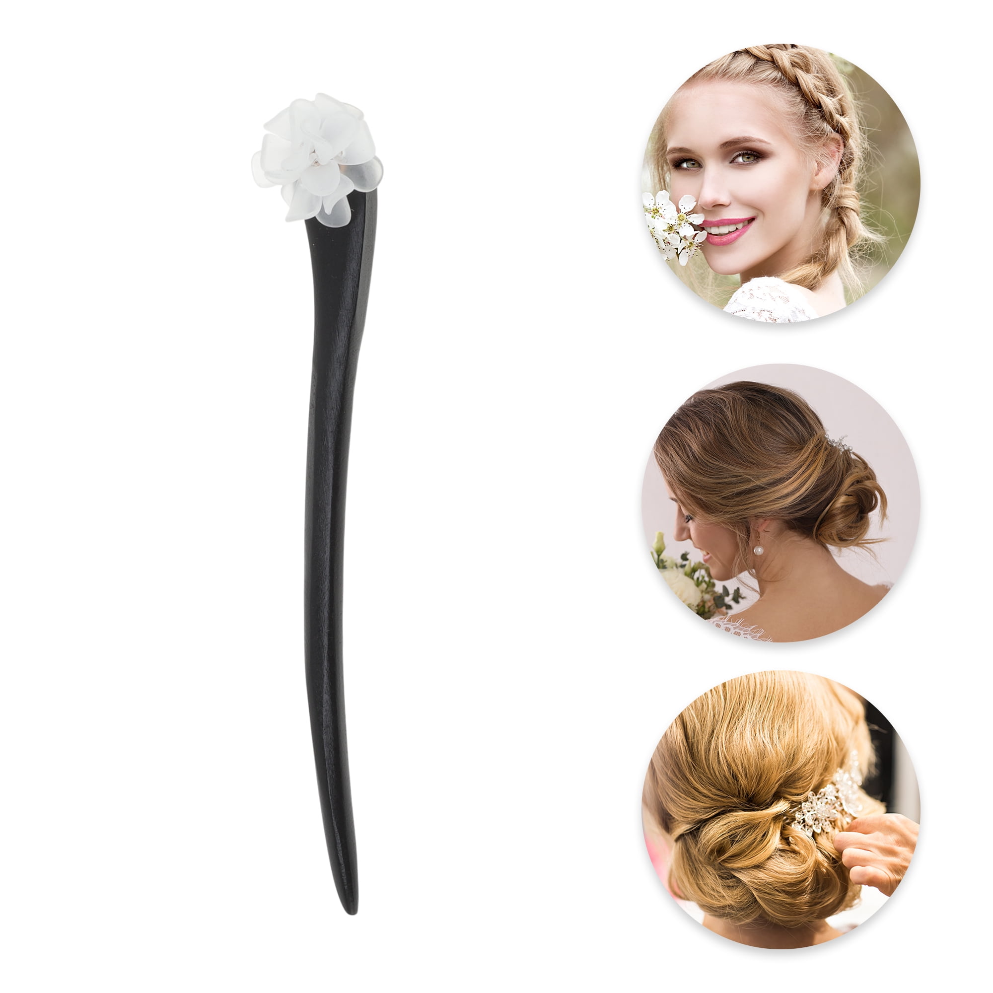 Unique Bargains Simple Comfortable No Slip Flower Hair Chopstick for Women 1 Pc Green