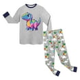thumbnail image 5 of Hessimy Toddler Boys Girls Spring Summer Cute Print 2Pcs Short Sleeve Tops Pants Soft Sleepwear Pjs Casual Set, Short Sleeve Pjs, 2M-12Y(Grey,4-5 Years), 5 of 5