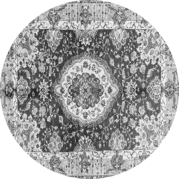 Ahgly Company Indoor Round Abstract Gray Modern Area Rugs, 3' Round