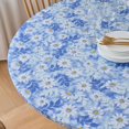 thumbnail image 3 of Round Elastic Edged Vinyl Tablecloth with Flannel Backing Waterproof Oil-Proof PVC Fitted Table Cloth Plastic Cover (Fits Tables up to 40" - 44" Diameter), 3 of 6
