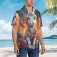 thumbnail image 3 of Fotbe Starry Sky Cute Horse Camisa Hawaiana para Hombre Unisex – Camisa Casual de Verano con Botones de Manga Corta de Algodón y Lino,3X-Large, 3 of 7