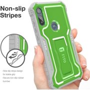 FITO For Moto E Phone Case, Phone Case with Screen Protector and Kickstand (Green)