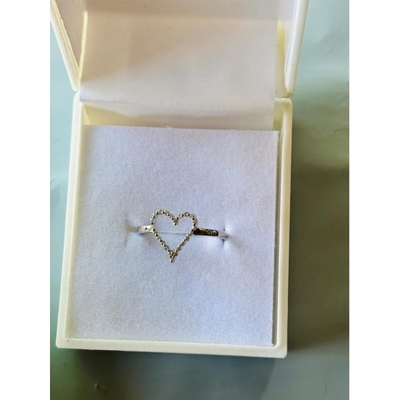 925 Silver Open Heart White Zircon Pave Ring,Open Heart Ring,Heart Shaped Ring,Heart Outline Big Heart Ring,Valentine Gift For Love,Gift For