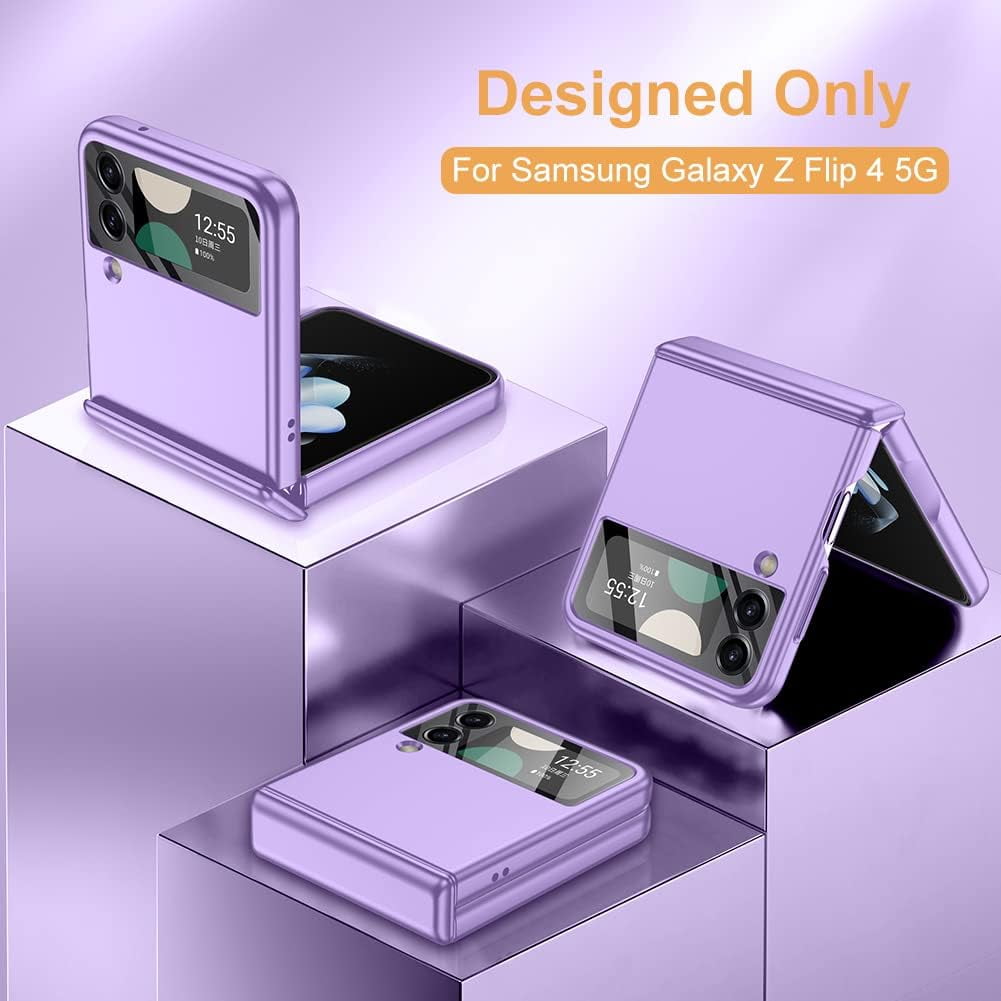 For Samsung Z Flip 4 Case: [Full Cover Hinge Protection] Slim Phone Case with Built-in Screen Protection Metal Volume key Protection Wireless charging for Galaxy Z Flip 4 5G(2022),Sky Blue