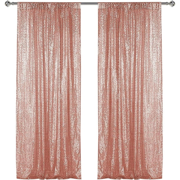 XmhyTop-A Cortinas con purpurina (2 unidades, 60 x 240 cm), Telón de fondo brillante para fiestas, decoración de fiestas, Oro rosa