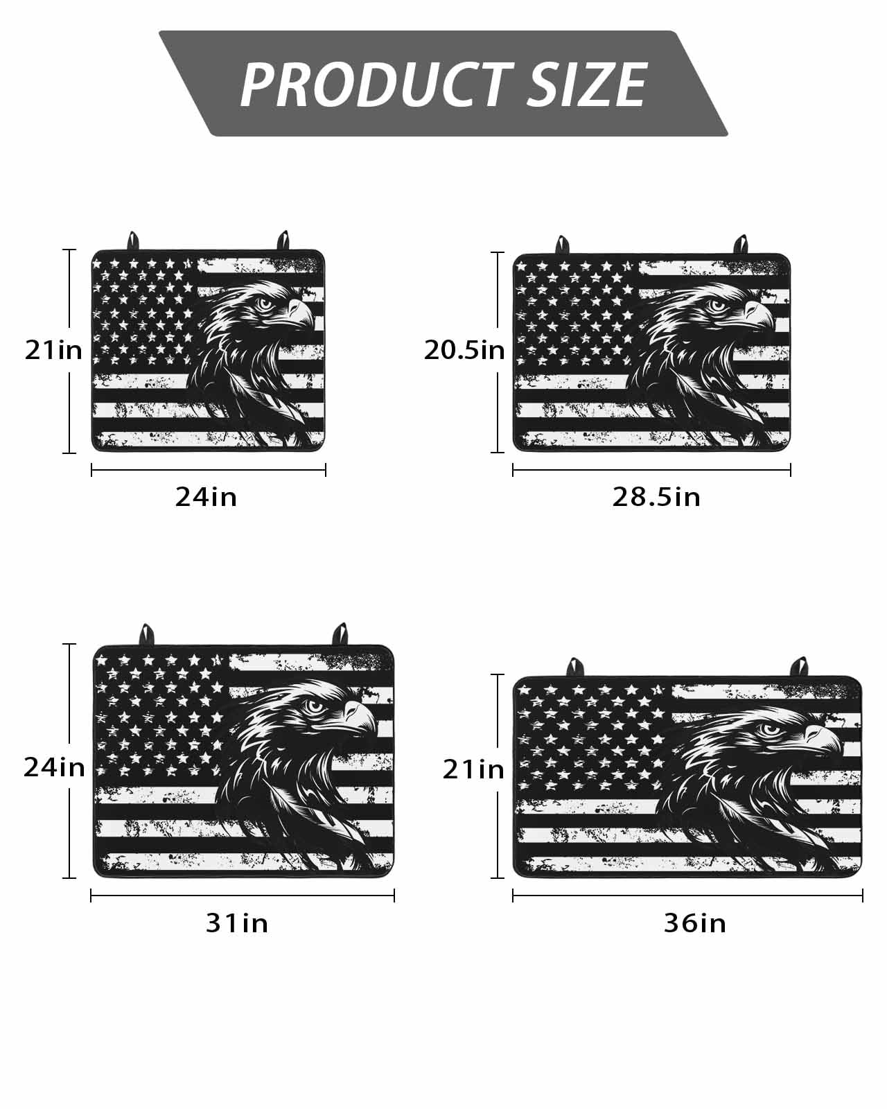 Stove Top Covers for Electric Stove, American Flag Glass Stovetop Cover Protector, Black US Flag Eagle Induction Cooktop Protector Oven Mat for Kitchen Countertop 31"x24"