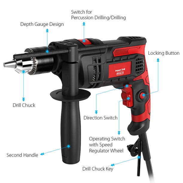 Meterk 7A Electric Hammer Drill Versatile Impact Drill for