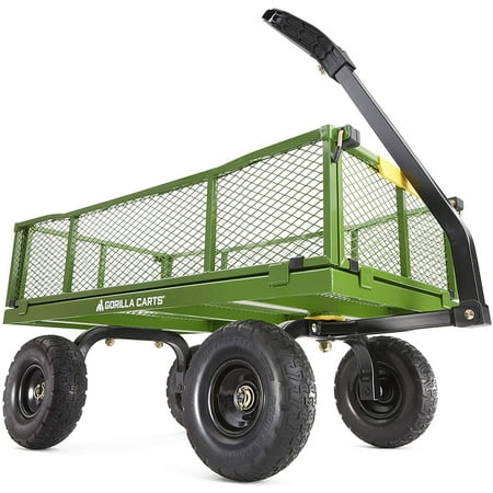 Gorilla Carts 2140GCG-NF 4 Cu. Steel Utility Cart with No-Flat Tires Green