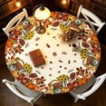thumbnail image 5 of Fall Orange Pumpkin Round Tablecloth, Autumn Floral Table Cover, Thanksgiving Harvest Washable Tablecloth for Party Holiday Decor 47 In D, 5 of 6