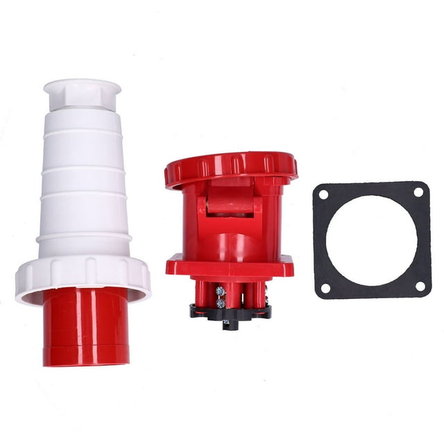 Enchufe industrial trifásico de 4 pines, oculto, resistente al agua, 380-415 V, 63 A, 3P+E
