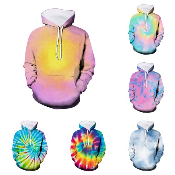 Krdevn Kids All Over Swirl 3D Digital Tie Dye Graphic Pullover Hoodie Kangaroo Pocket Soft Casual Sweatshirt,11-12 Years