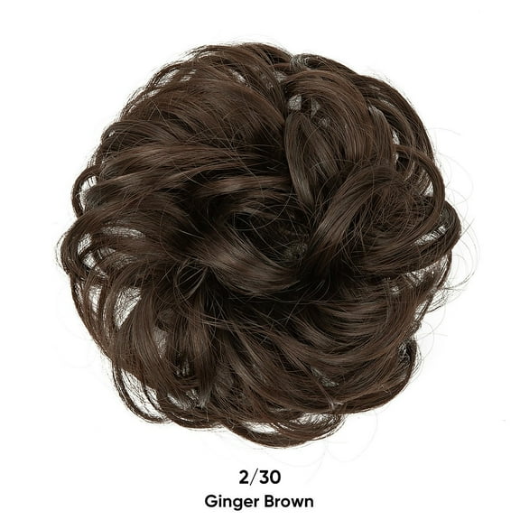 Nvzi-a Messy Bun Hair Piece Wavy Curly for Women Hair Bun Hair Piece with Elastic Band Scrunchies Stretchy Fluffy Chignon Ponytail Hairpieces Updos for Women,Ginger Brown