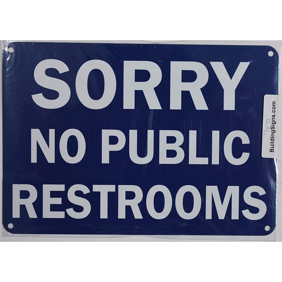 NO Public Restroom Sign (Aluminium, Blue/White,Size 7x10)