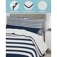 thumbnail image 3 of Quilts Queen Size Bedding Set, Navy Blue Reversible Summer Quilt 3 Pieces, Nautical Coastal Sea Abstract Art Lightweight Bedspreads Coverlets with 2 Pillow Shams for All Seasons, 3 of 5