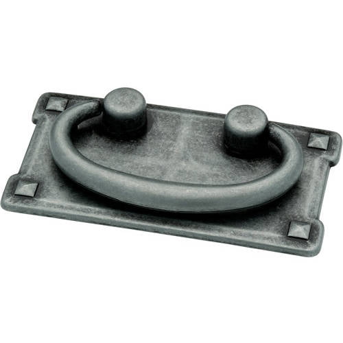 Distressed Black Single Horizontal Mission Style Drawer Pull zinc antique old 