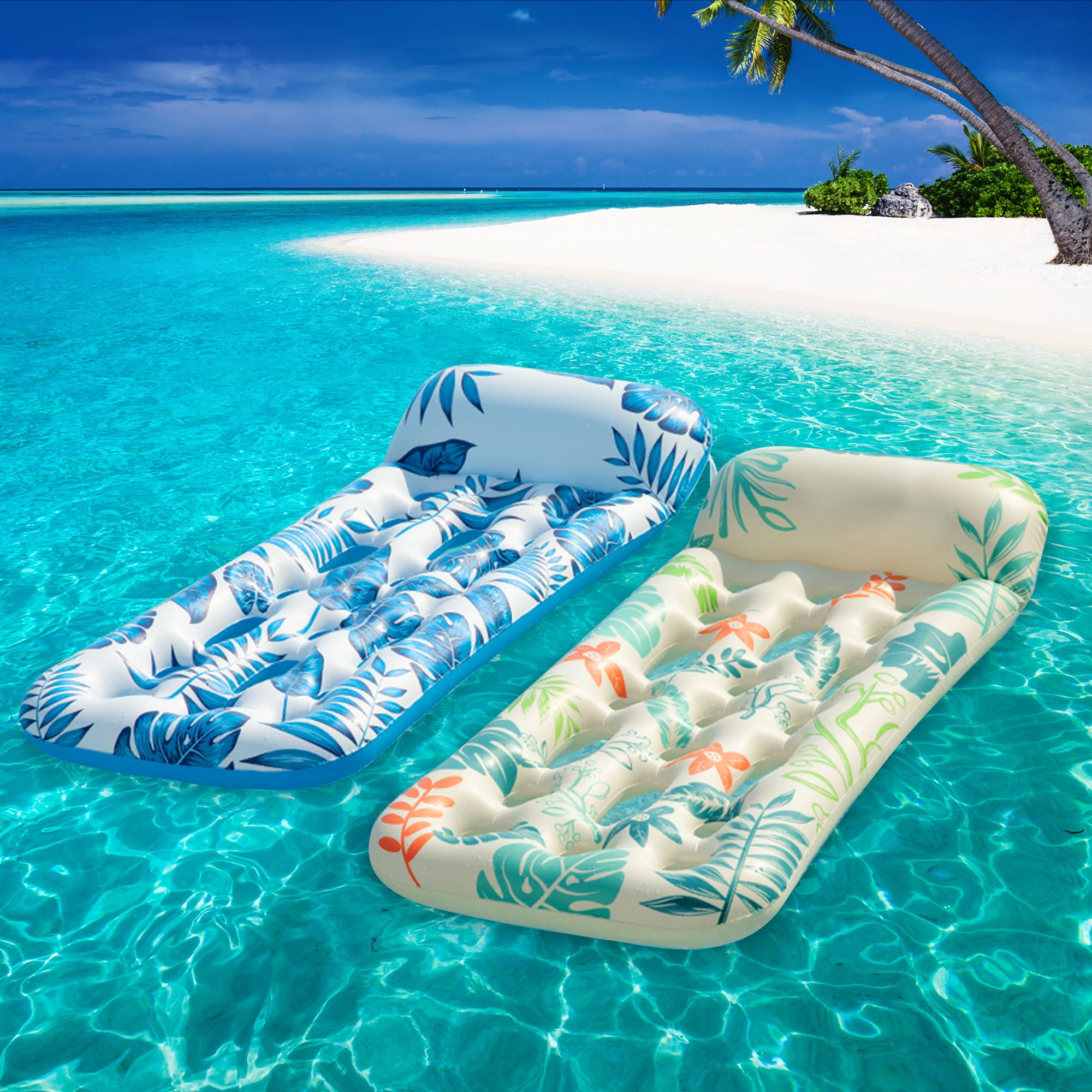 Inflatable Pool Float Lounge, 2Pack Pool Floaties Rafts for Adults Floating Pool Lounger Sun Tanning Floats Cool Water Floaty for Swimming Pool Lake Float Beach Pool Party Toys