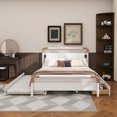 thumbnail image 2 of Queen Size Wooden Storage Platform Bed, with 2 Big Drawers, T-XL Size Trundle, White, 2 of 15