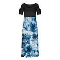 thumbnail image 4 of up to 60% off Gifts Usmixi Summer Dresses for Women Empire Waist Smocked Swing Pocket Cold Shoulder Dresses Short Sleeve Crewneck Tie-Dye Maxi Sun Dress Blue S Up to 65% off, 4 of 4