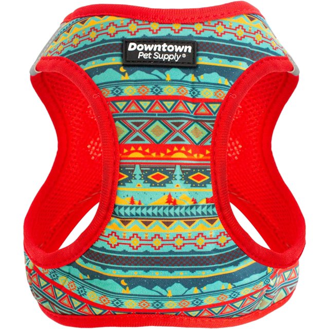 GFDYREE - Dog Harness for Small Dogs No-Pull - Step in Dog Harness - Padded Mesh Fabric Dog Vest with Reflective Trim, Velcro and Buckle Straps - Tribal - XS