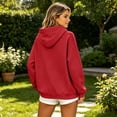 thumbnail image 3 of Women's Pullover Hoodie, Solid Long Sleeve Sweatshirt with Drawstring Hood and Kangaroo Pocket, 3 of 4