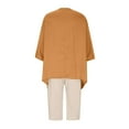 thumbnail image 5 of Elainilye Fashion Women'S Pajama Sets Solid V-neck Long Sleeve Pullover Shirt Tops And Pants Set Loungewear Set,Orange, 5 of 8