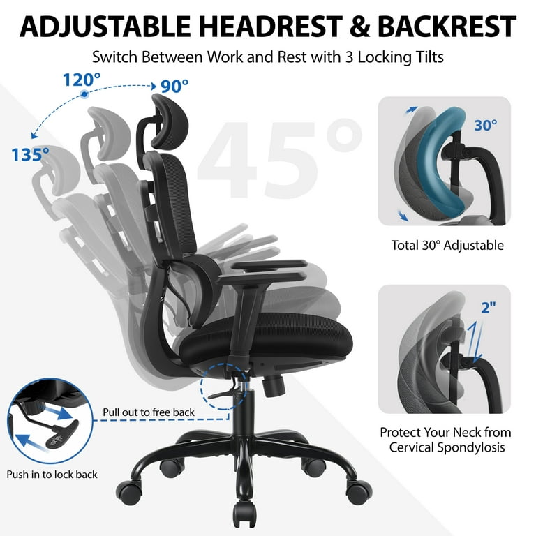 Office Chair Accessories All in One Type Backrest with Headrest for Swivel  Lifting Chair Lumbar Support Pillow Free Installation