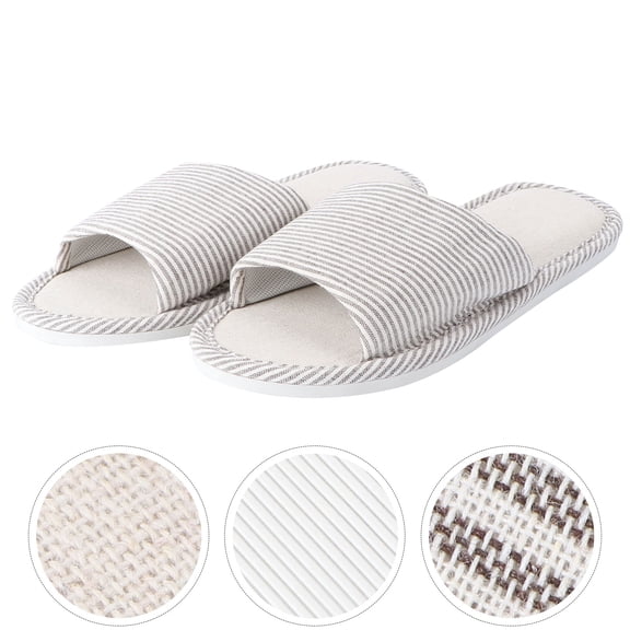 HOOWIFFY 1Pair Household Flax Slippers Coffee Color Soft Breathable Anti Skid Thick Sole Indoor