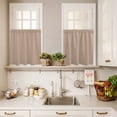 thumbnail image 3 of 3 Piece Kitchen Curtains and Valances Set Beige Solid Color Cafe Curtains 36 Inch Length Aesthetics Contemporary Luxury Valance & Tier Curtain for Living Room Bedroom Small Window 54"x18"+27"x36"*2, 3 of 6