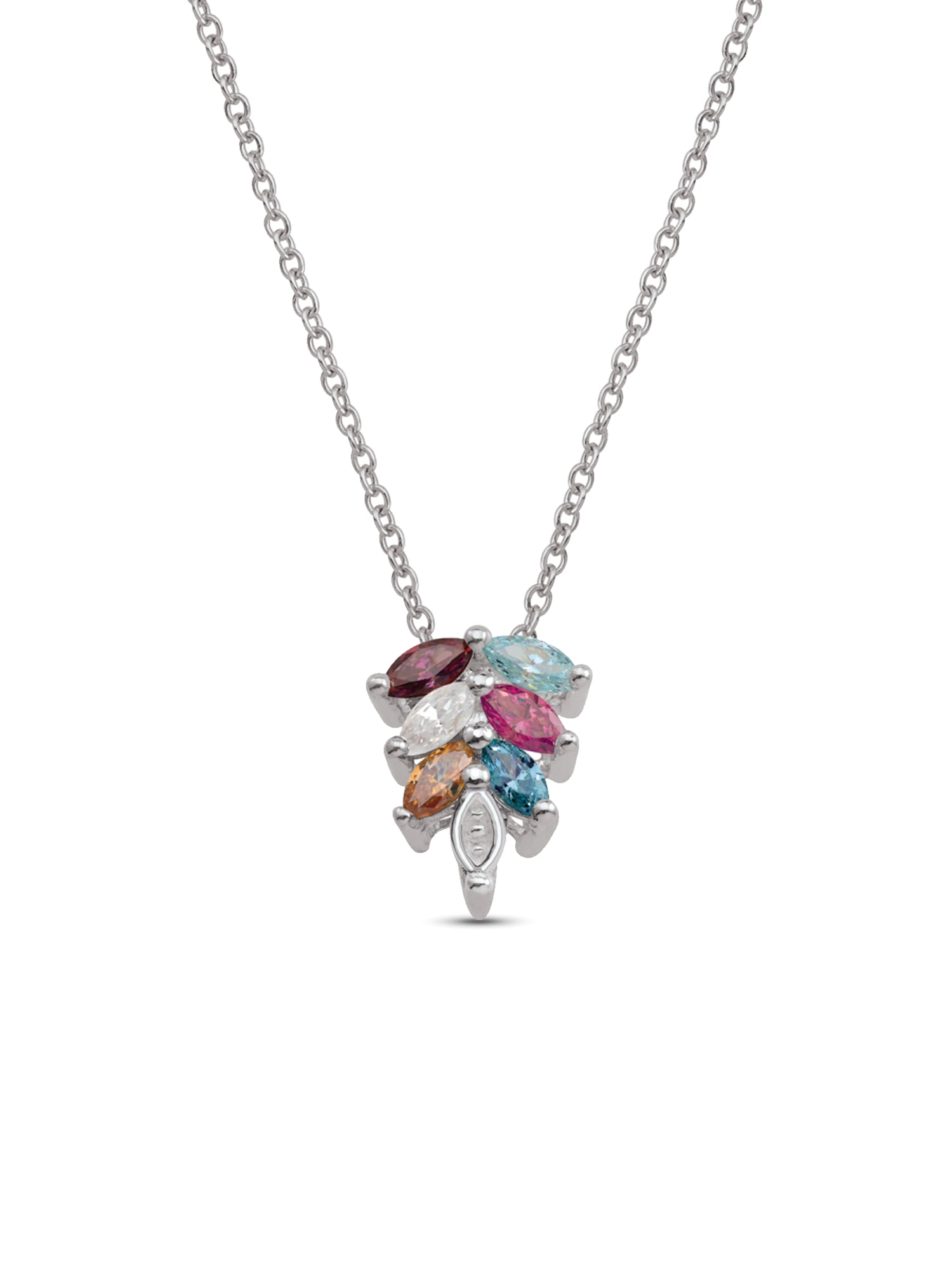 Personalized Marquise Clustered Birthstone Necklace in 14K Gold by Jewlster